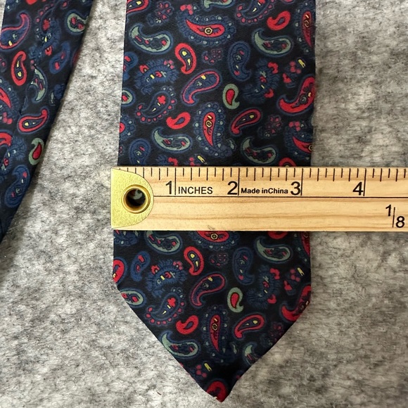 Burberrys Mens Silk Tie Paisley Red Blue Office Gift Made In England Multicolor - Picture 3 of 11